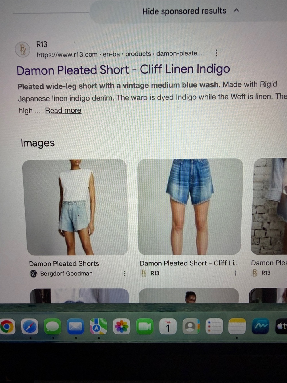 R13 Light Blue Distressed Pleated Damon short - Picture 12 of 14